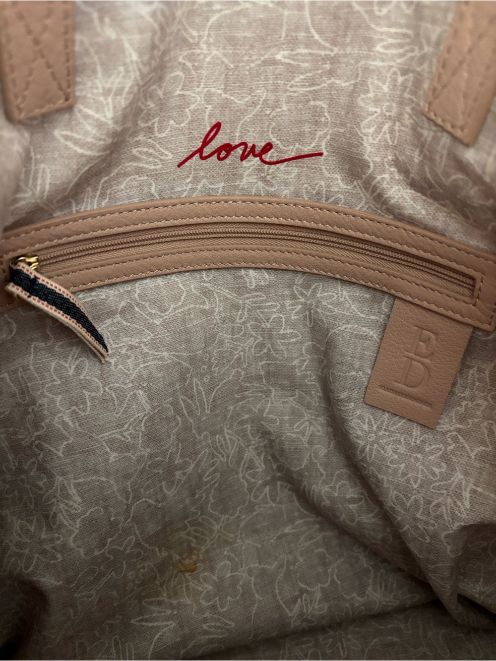 Ellen Degeneres Henlee 100 percent Linen and Leather her Tote Bag - Picture 6 of 6